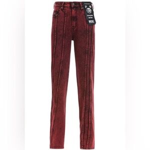Diesel Women's Dark Red Straight Leg Punk Goth Grunge Reto Y2K Vintage Jeans